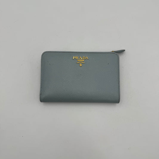 Prada Light Blue Saffiano Medium Compact Wallet