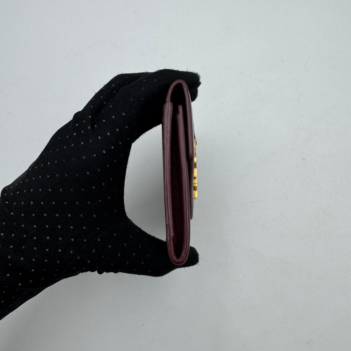 YSL Burgundy Leather Envelope Medium Card Wallet GHW