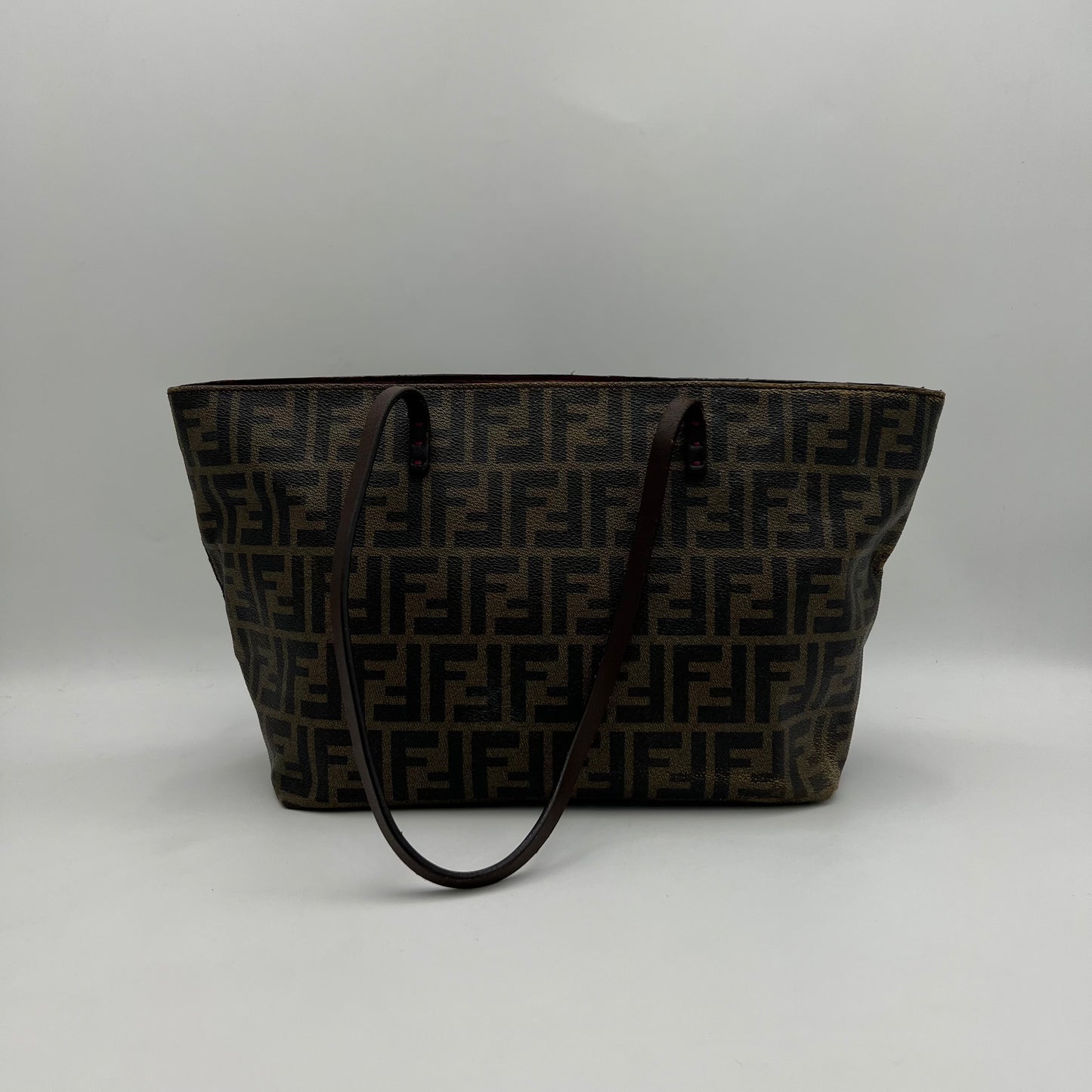 Fendi Tobacco Zucca Zip Tote