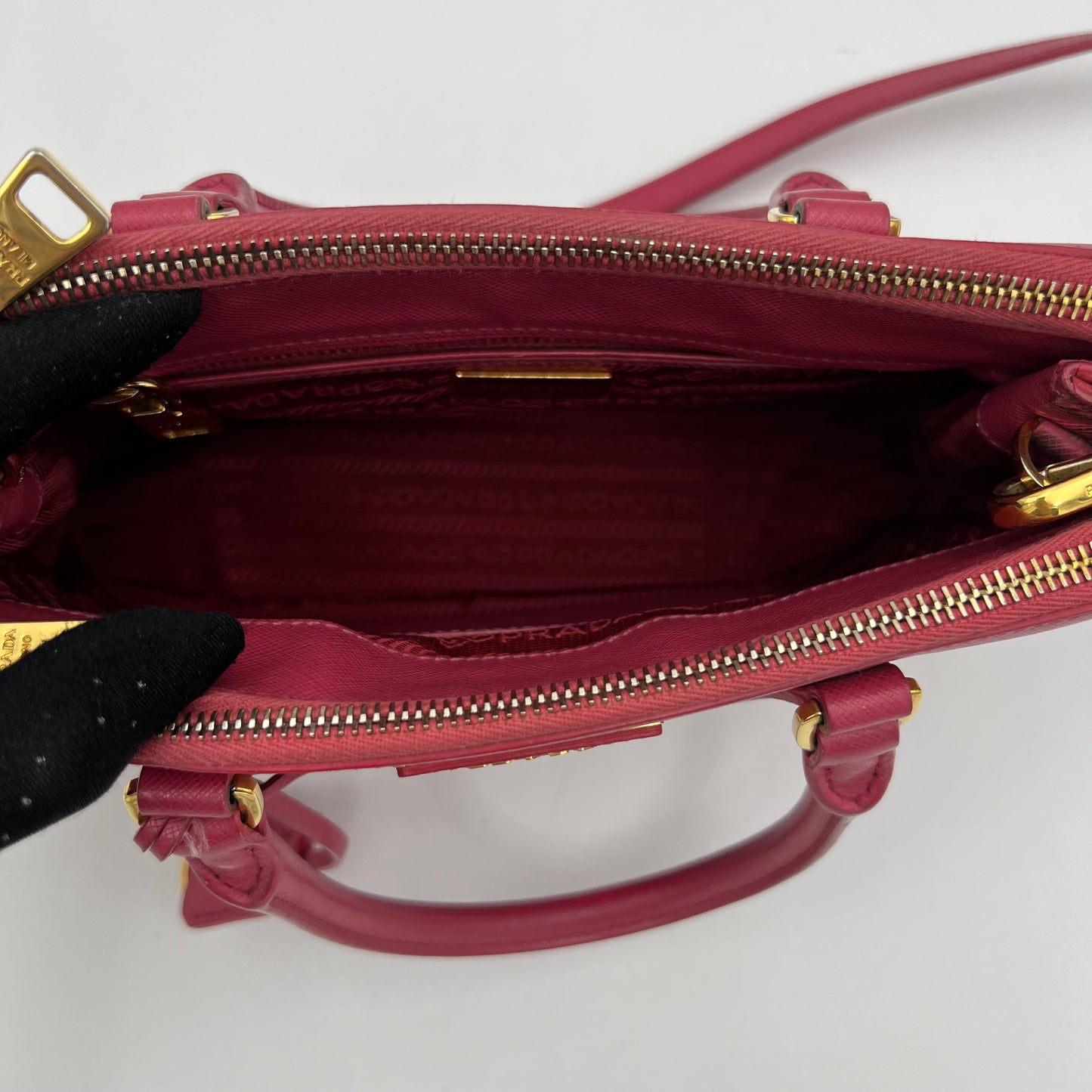 Prada Pink Saffiano Lux Leather Small Galleria with Sling