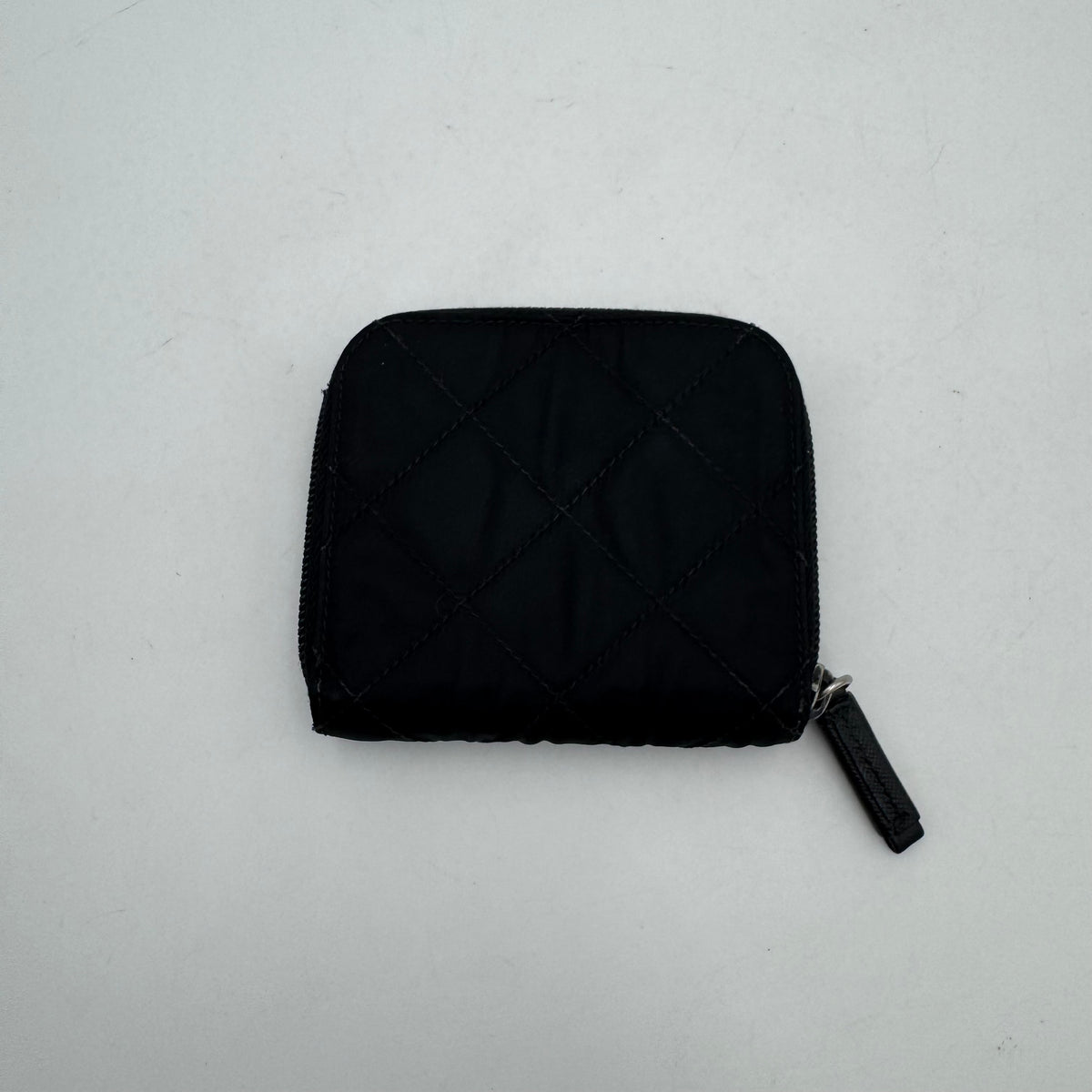 Prada Black Quilted Nylon Short Bifold Zippy Wallet