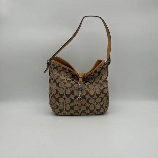 Coach Brown Signature Canvas Horsebit Shoulder Bag