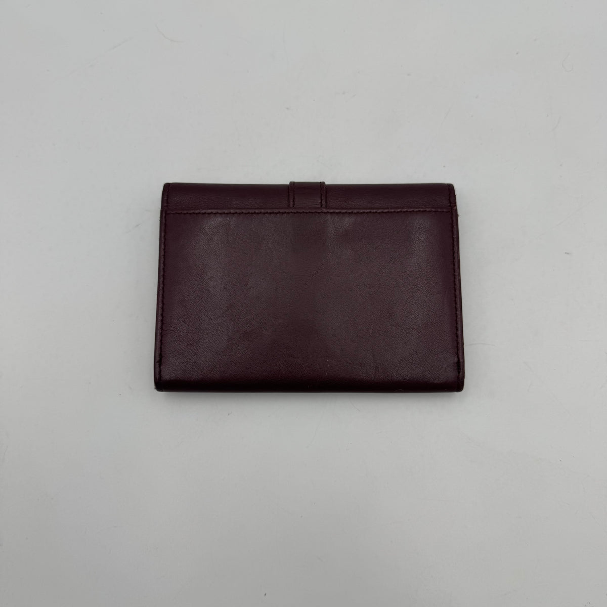 YSL Burgundy Leather Envelope Medium Card Wallet GHW