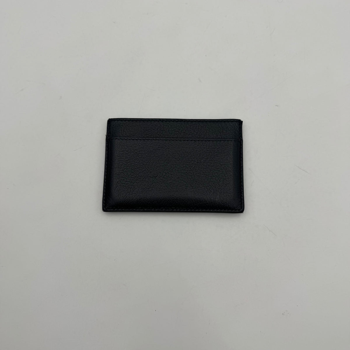 YSL Black Grained Leather Logo Stitch Card Holder