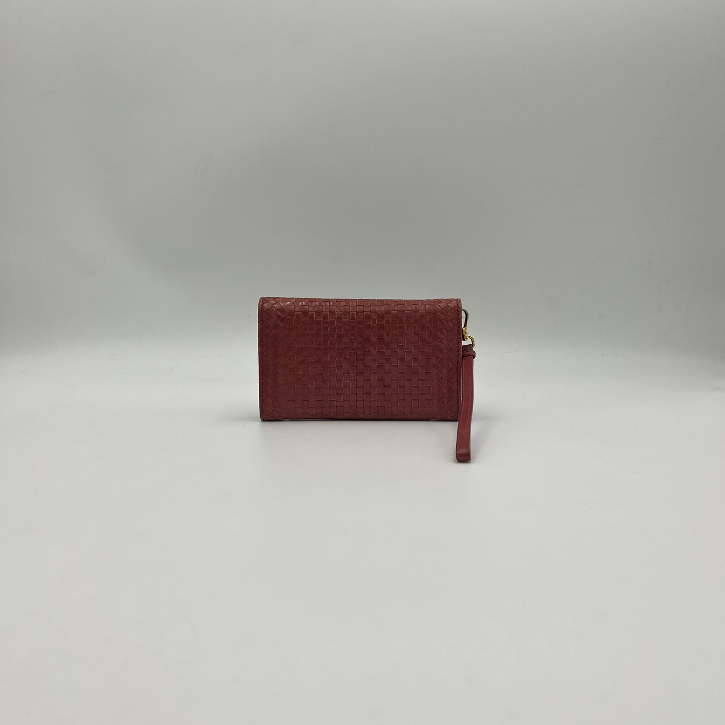 Prada Pink Woven Leather Madras Wristlet Wallet