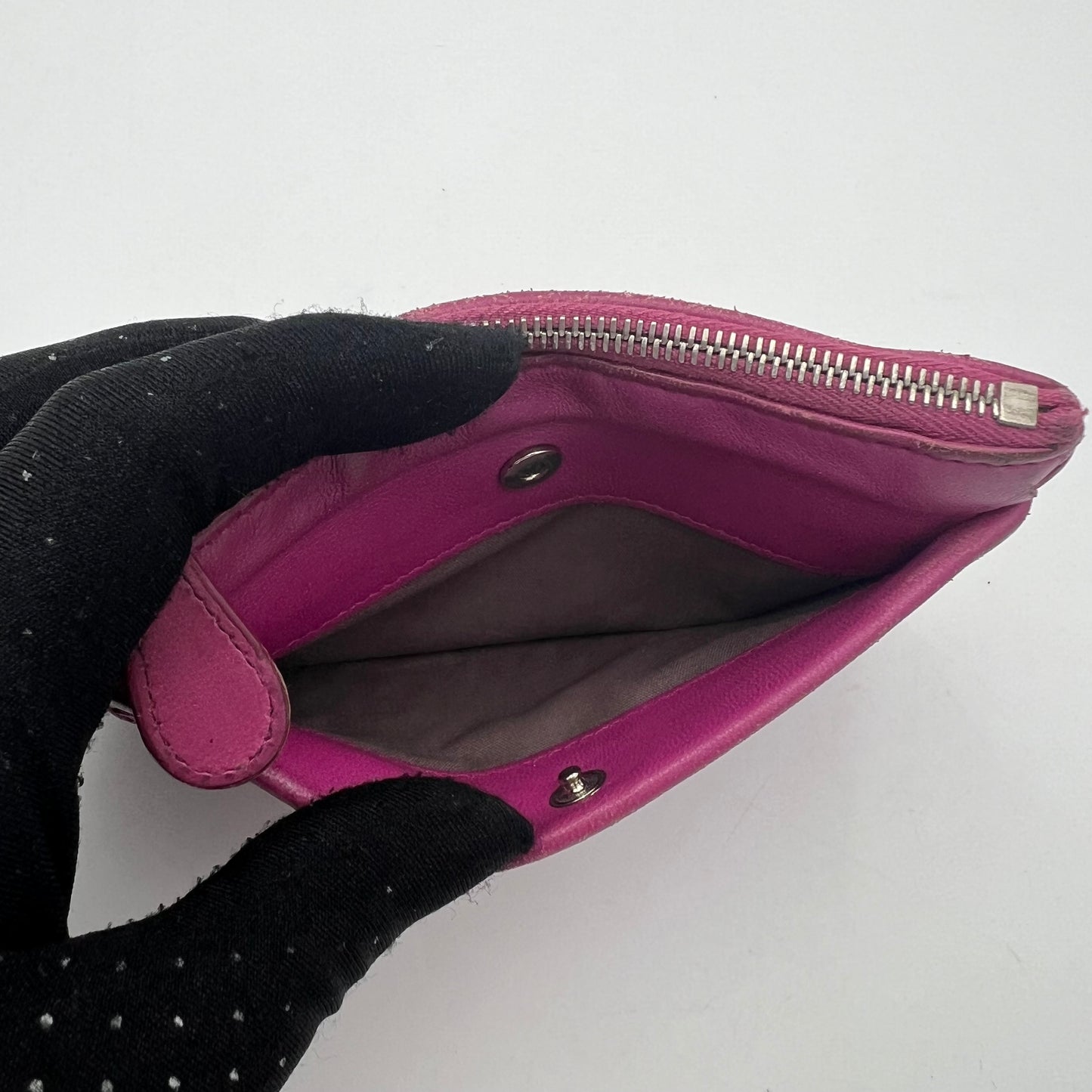 Bottega Veneta Magenta Intrecciato Zippy Wallet