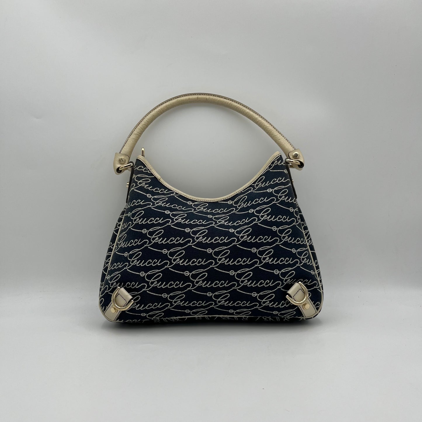 Gucci Signature Abbey D-Ring Denim Hobo Shoulder Bag