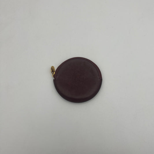 Cartier Burgundy Leather Round Coin Purse