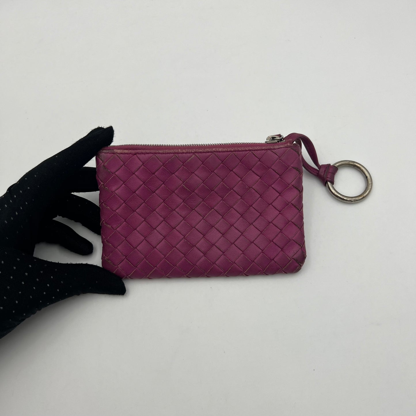 Bottega Veneta Magenta Intrecciato Zippy Wallet