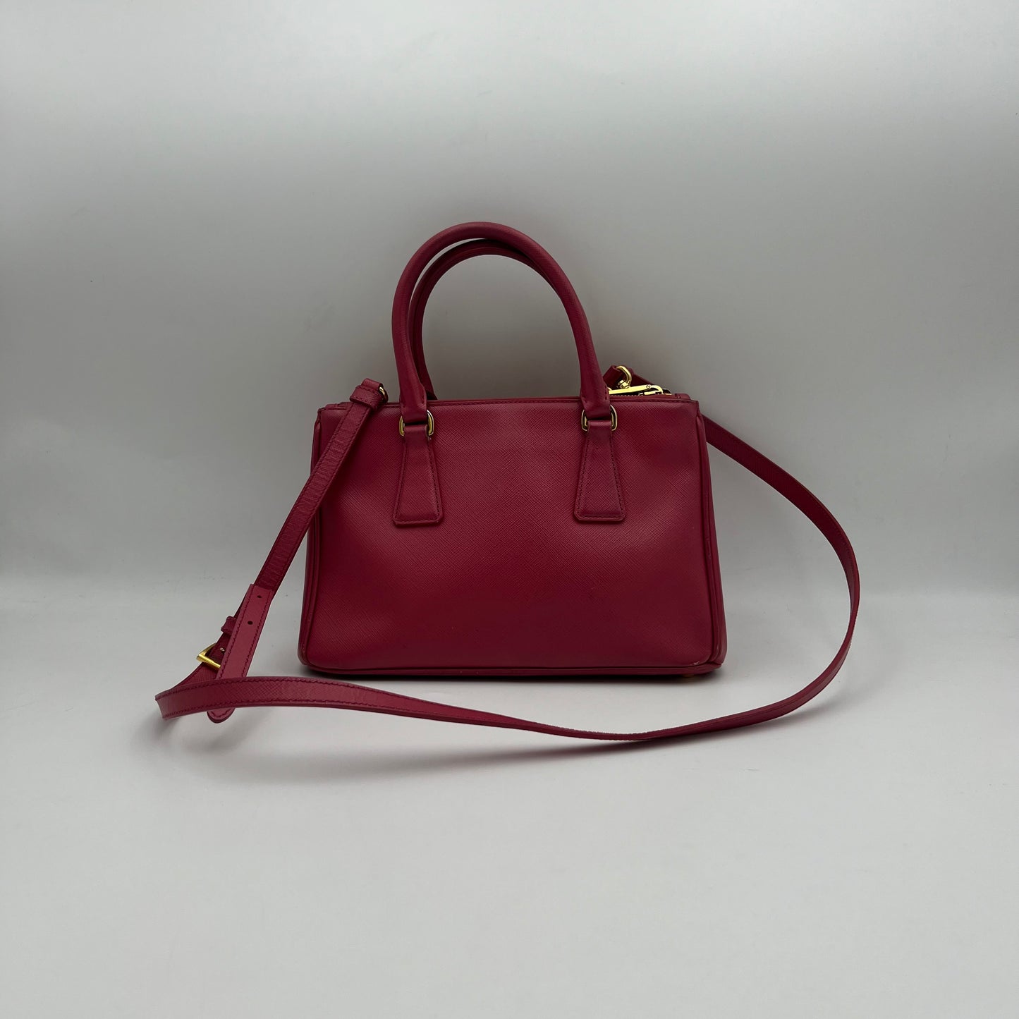 Prada Pink Saffiano Lux Leather Small Galleria with Sling