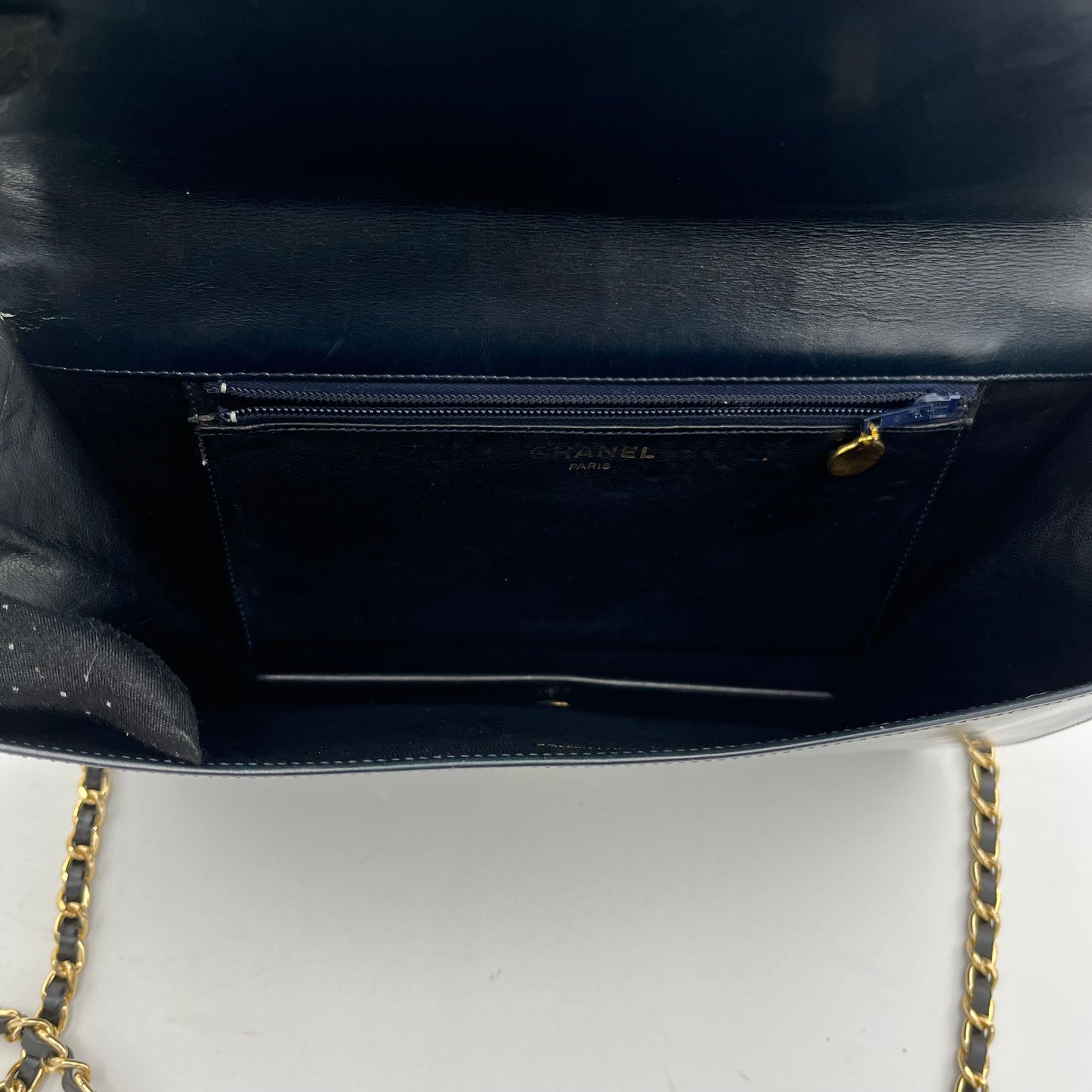 Chanel Dark Blue Single Full Flap Chain Bag