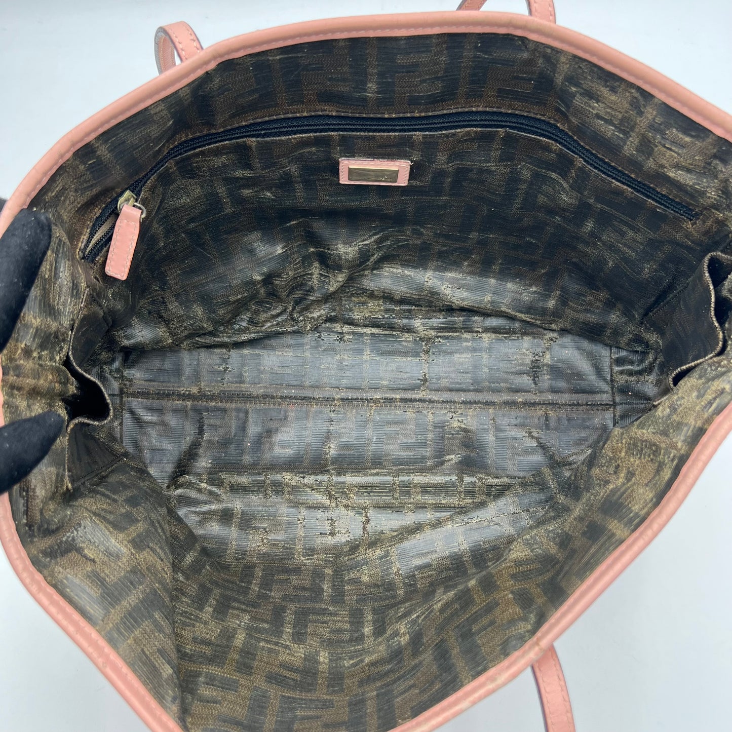 Fendi Pink Zucca Woven Tote