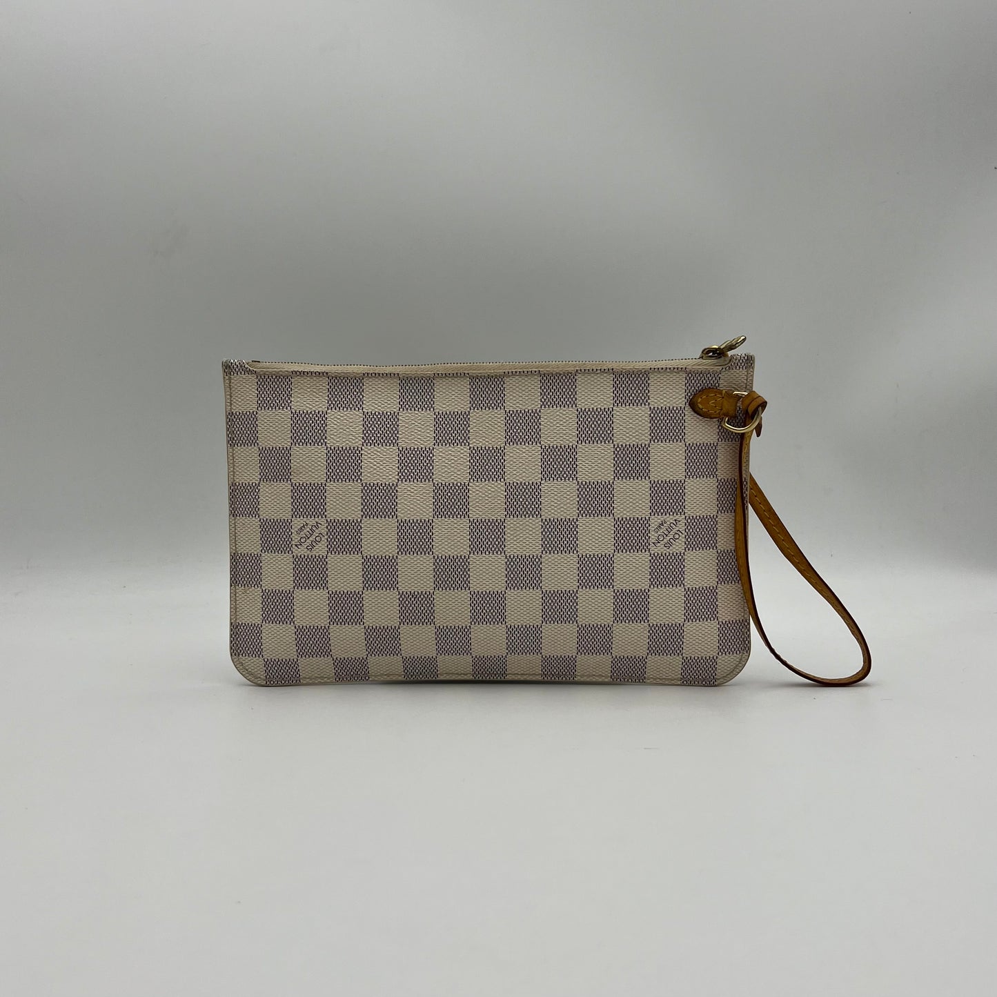 LV Damier Azur Neverfull Pochette Wristlet Clutch