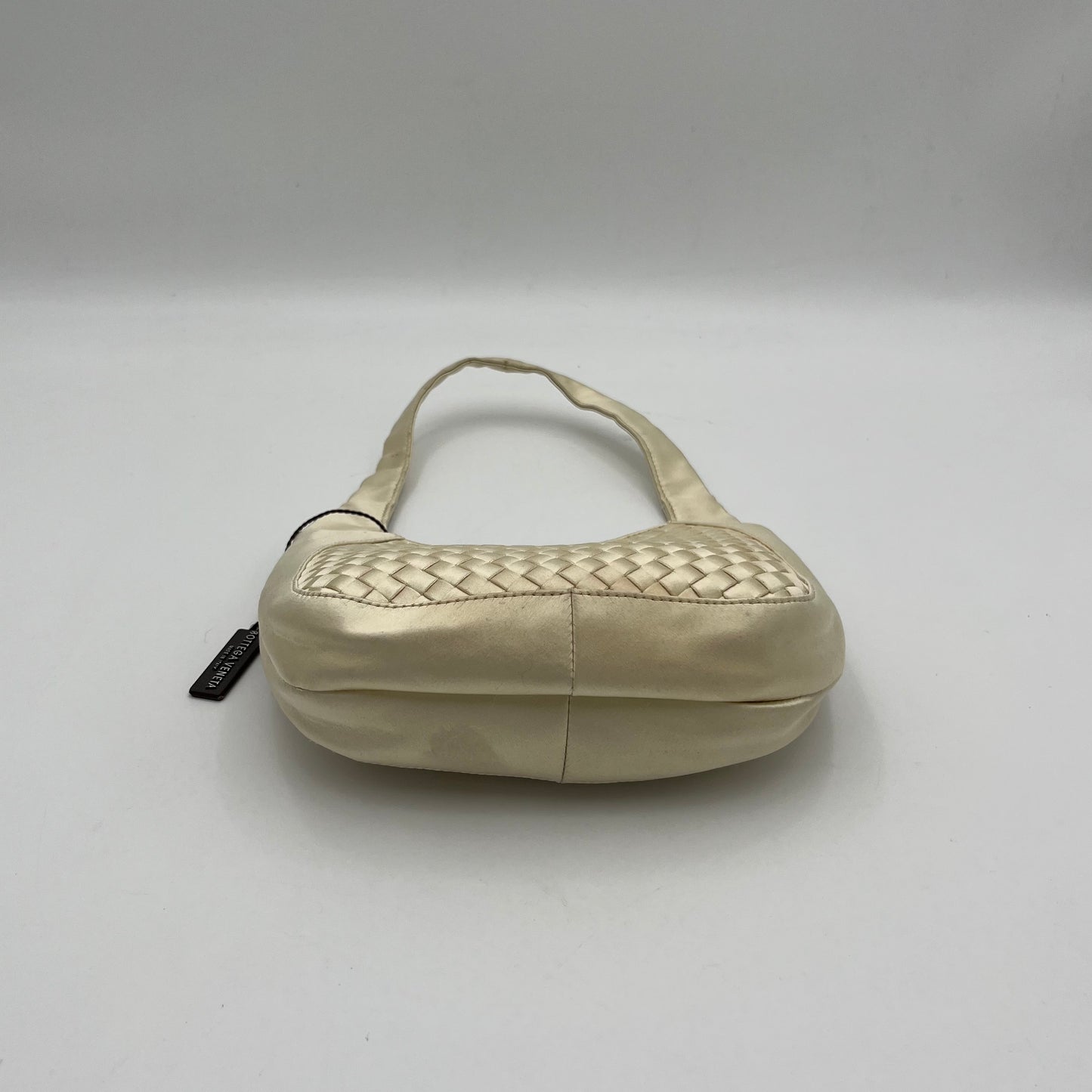 Bottega Veneta Ivory Intrecciato Silk Mini Hobo Baguette