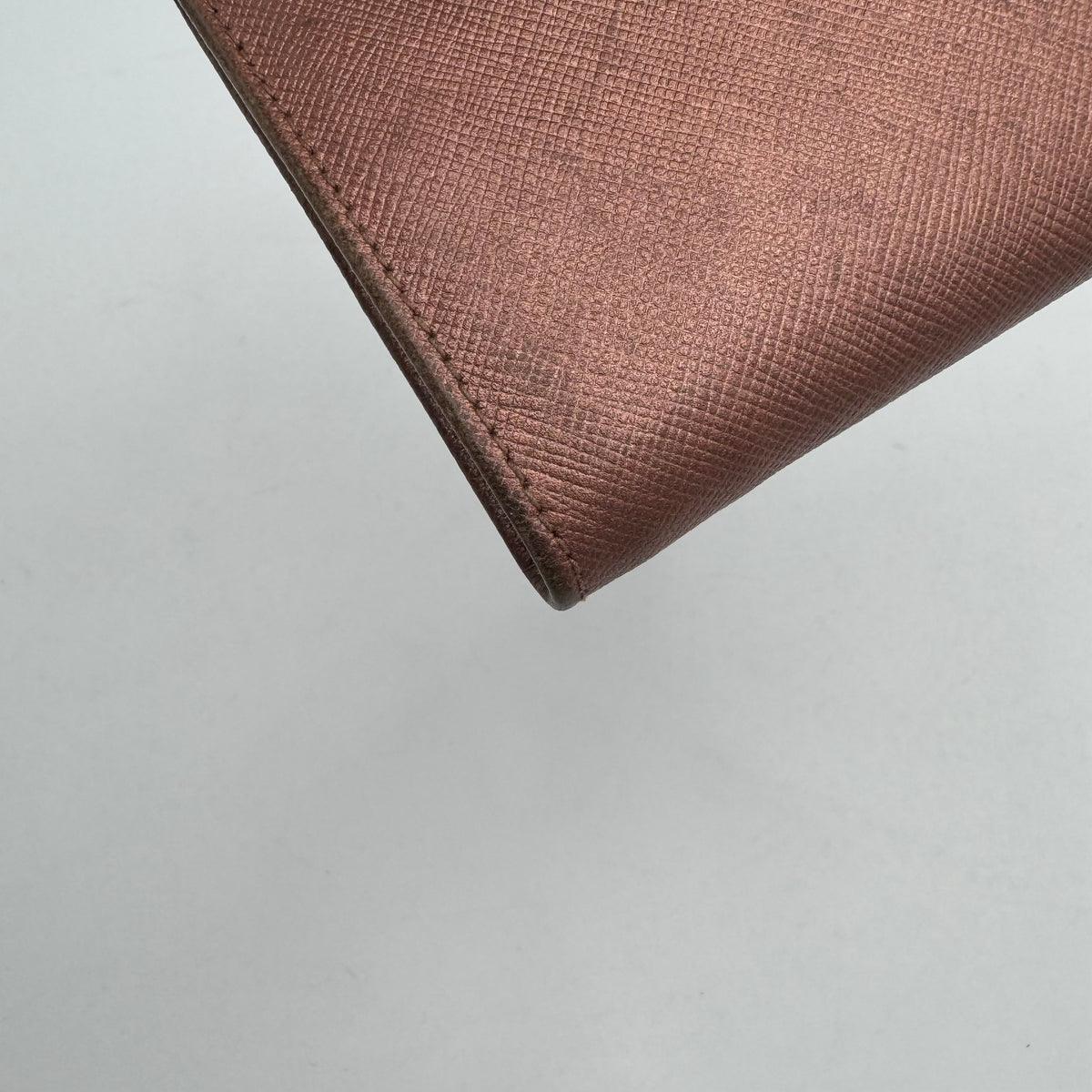 Prada Metallic Pink Saffiano Bifold Compact Wallet