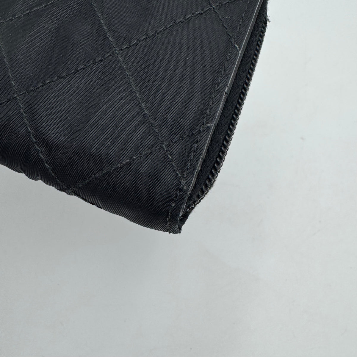 Prada Black Quilted Nylon Short Bifold Zippy Wallet