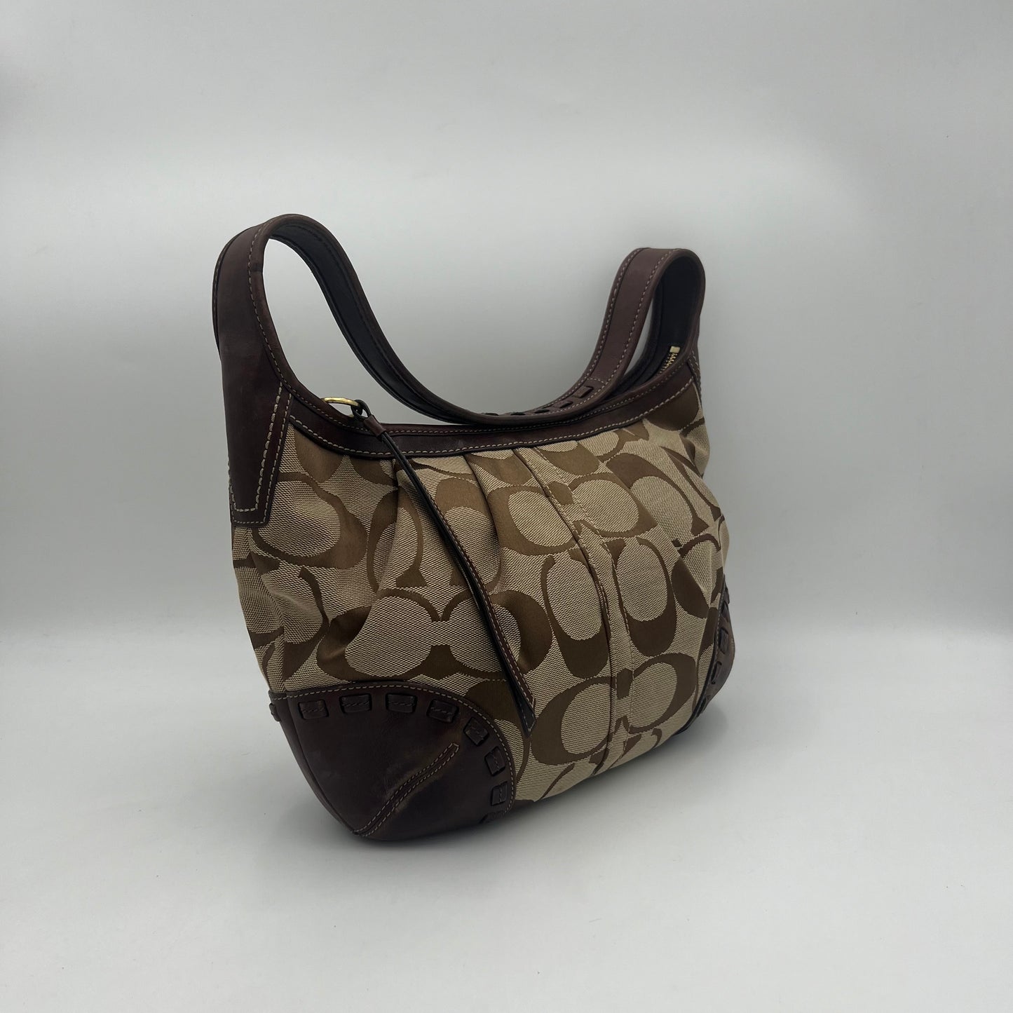 Coach Brown Big C Signature Canvas Hobo Shoulder Bag