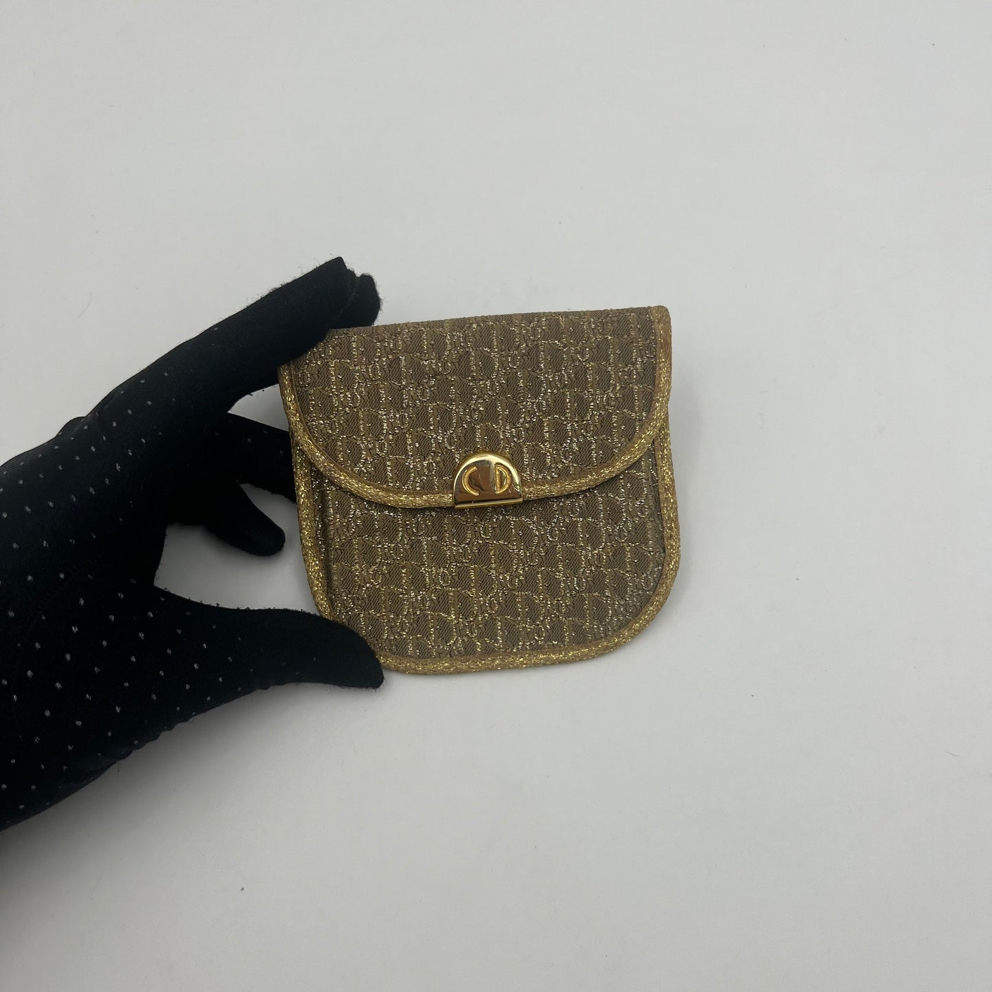 Christian Dior Gold Trotter Flap Coin Purse