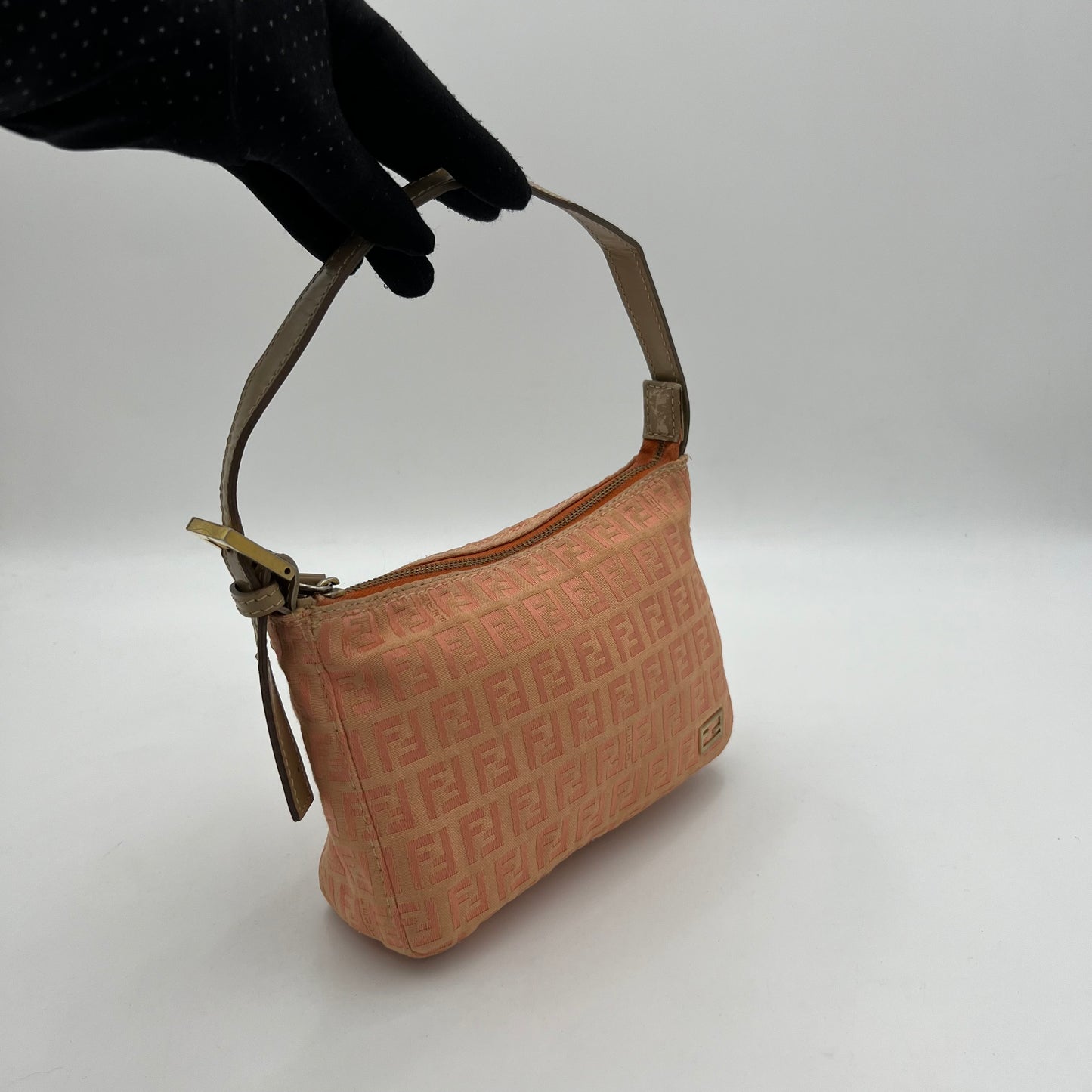 Fendi Pink Orange Zucchino Cloth Pochette