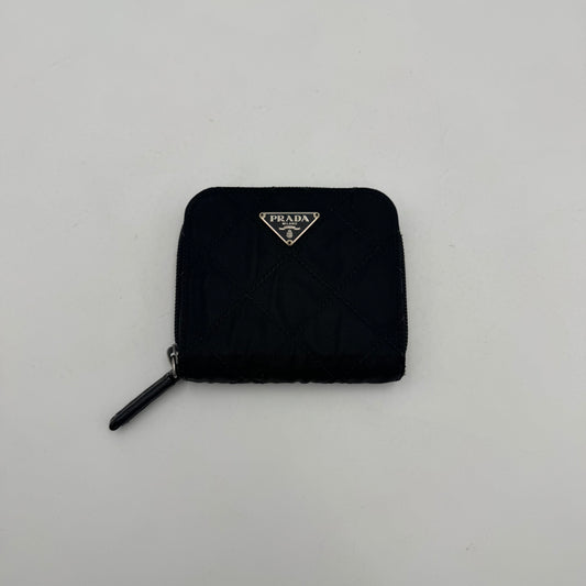 Prada Black Quilted Nylon Short Bifold Zippy Wallet