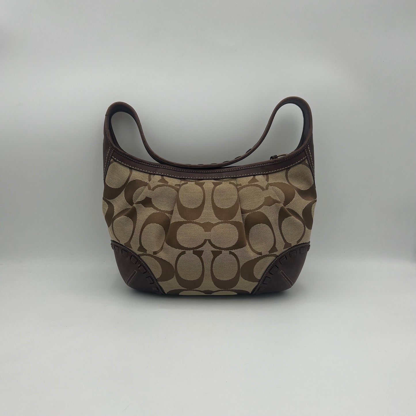 Coach Brown Big C Signature Canvas Hobo Shoulder Bag