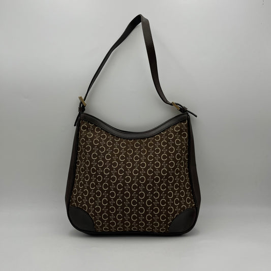 Celine Paris Brown C Triomphe Canvas Hobo Bag