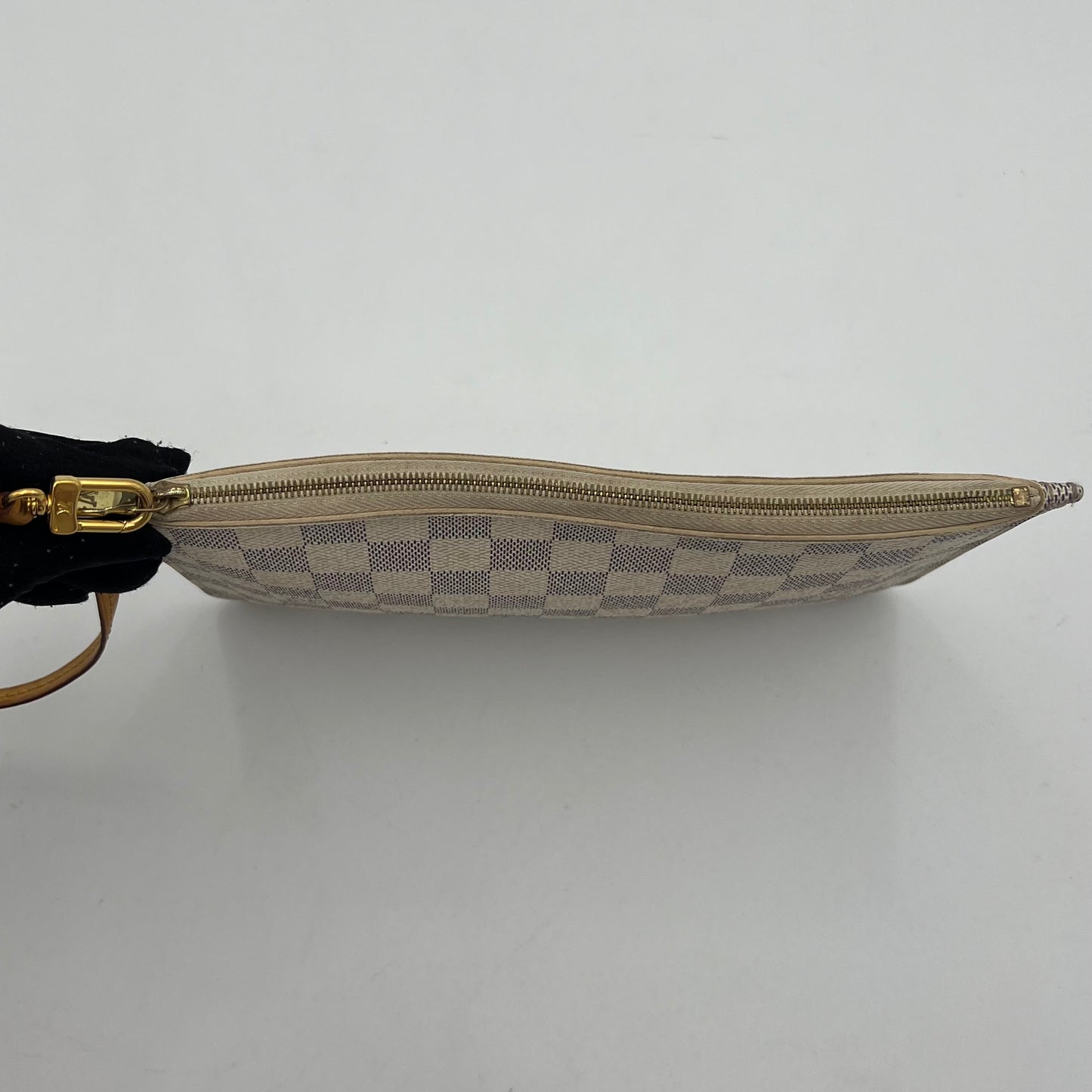 LV Damier Azur Neverfull Pochette Wristlet Clutch