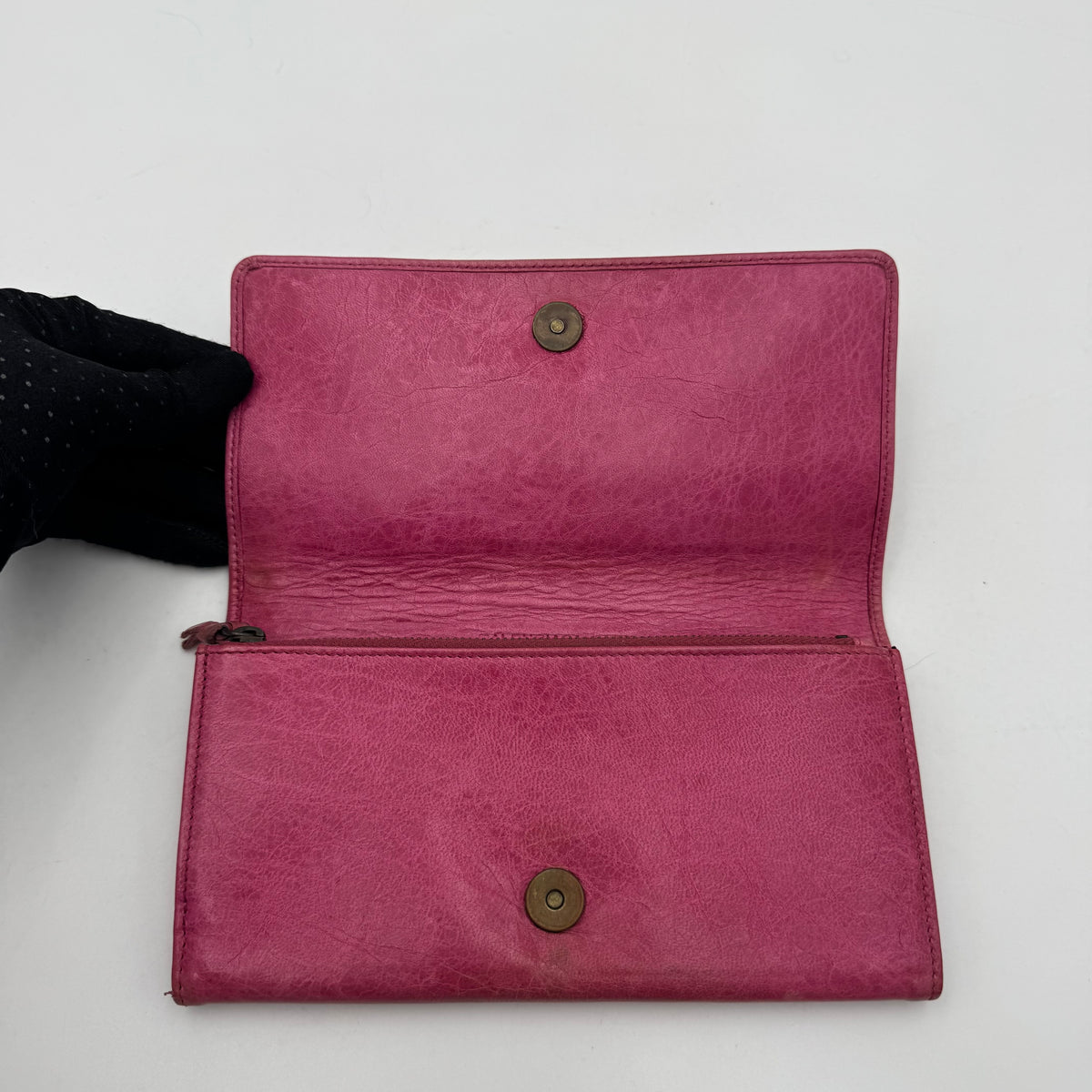 Balenciaga Pink Leather Classic Long Bifold Wallet