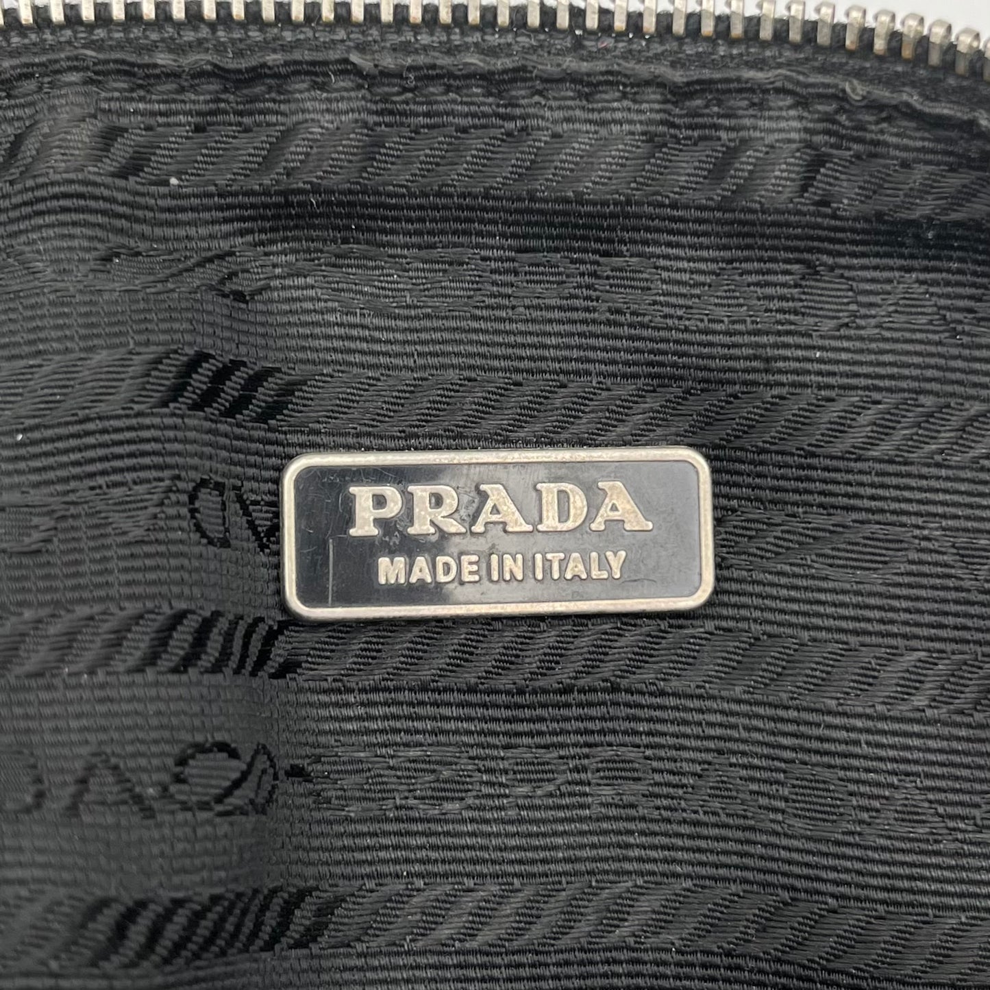 Prada Black Nylon Brown Leather Barrel Pochette