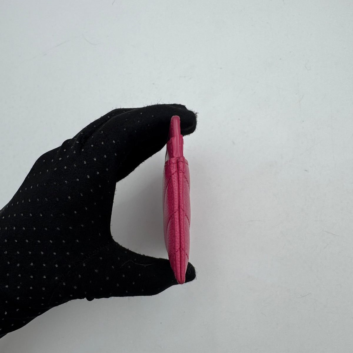 YSL Pink Grained Leather Matelasse Card Holder GHW