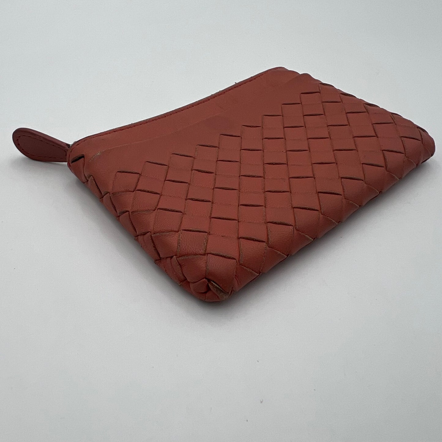 Bottega Veneta Salmon Pink Intrecciato Zippy Wallet