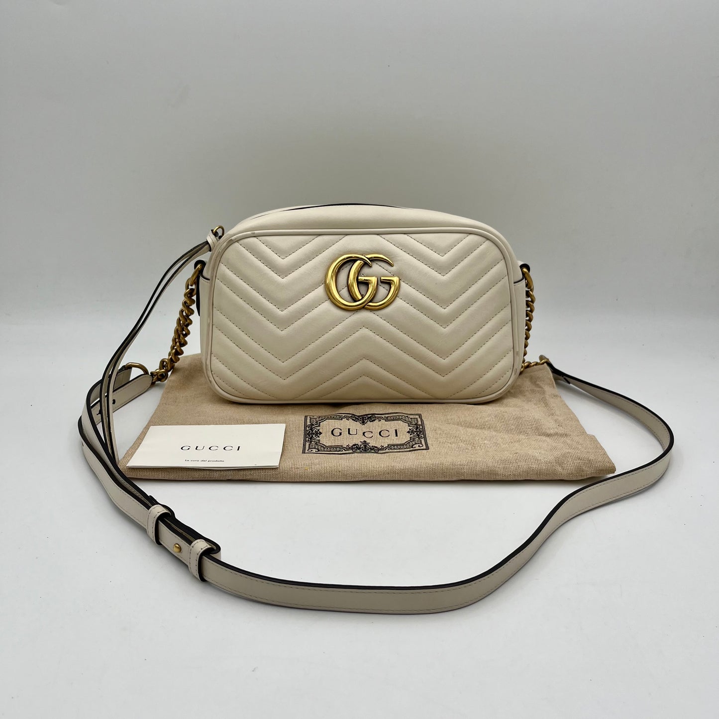 Gucci Ivory Marmont Leather Camera Crossbody