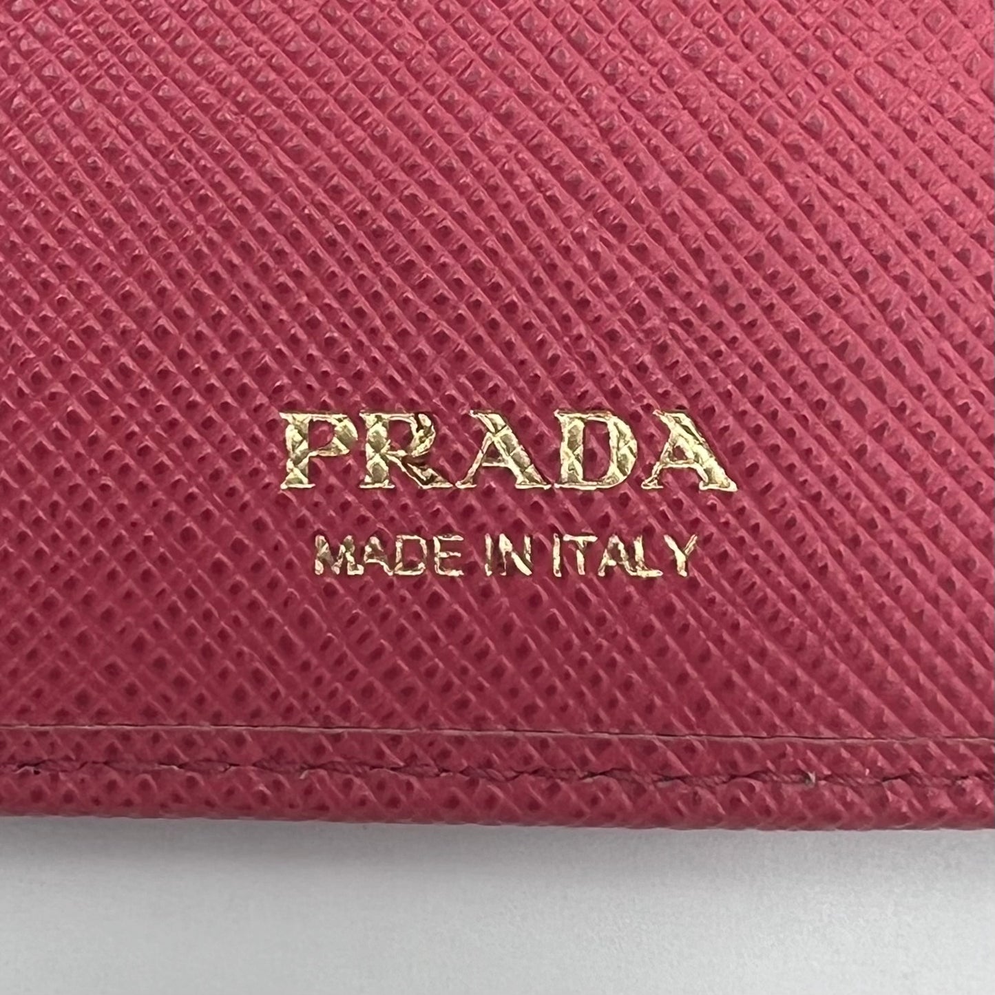 Prada Pink Saffiano Leather Key Cles