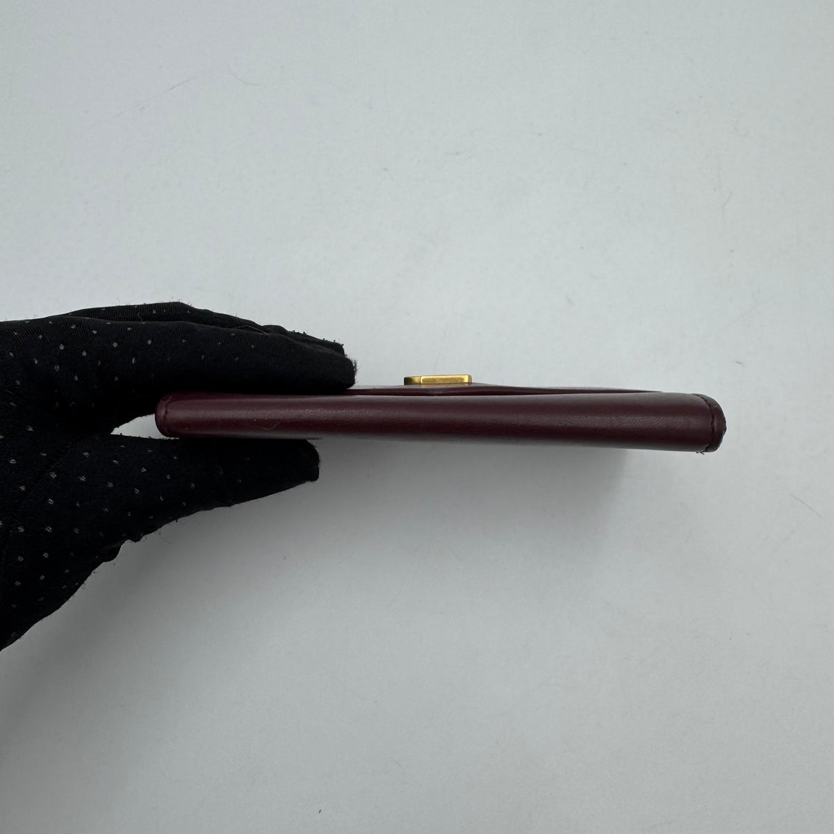 YSL Burgundy Leather Envelope Medium Card Wallet GHW