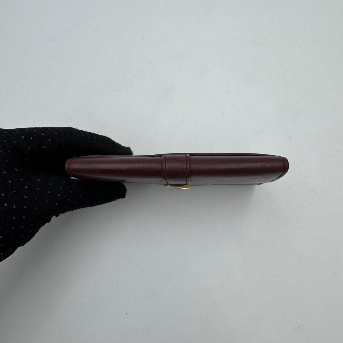 YSL Burgundy Leather Envelope Medium Card Wallet GHW