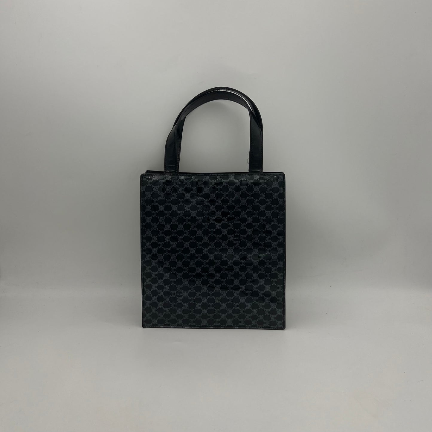 Celine Paris Black Macadam Vinyl Small Tote