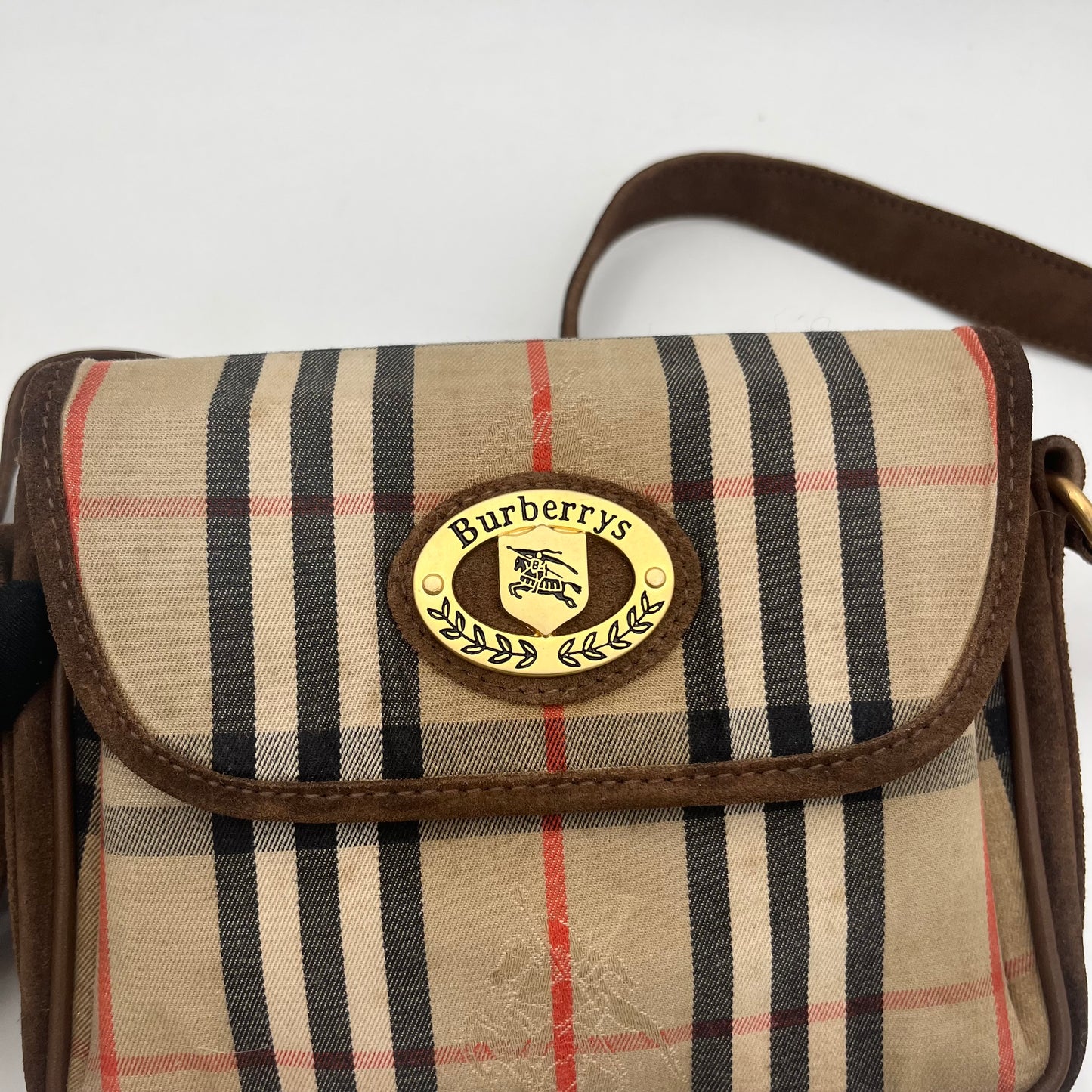 Burberry Haymarket Cloth Suede Flap Crossbody