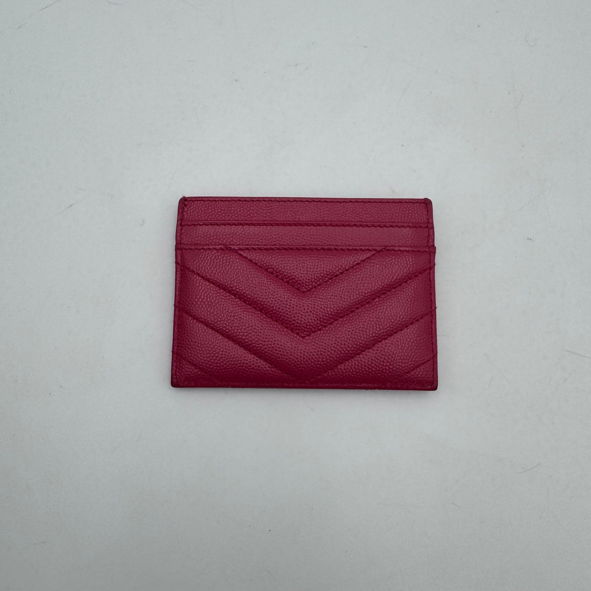 YSL Pink Grained Leather Matelasse Card Holder GHW