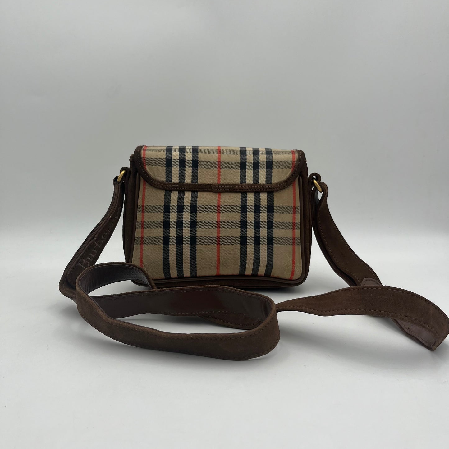 Burberry Haymarket Cloth Suede Flap Crossbody