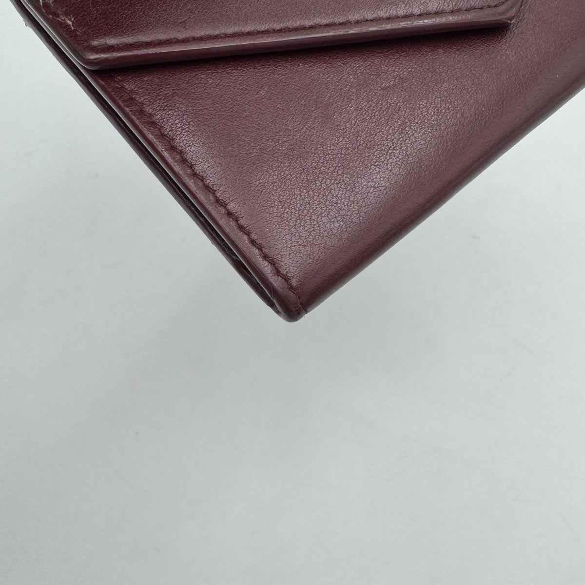 YSL Burgundy Leather Envelope Medium Card Wallet GHW