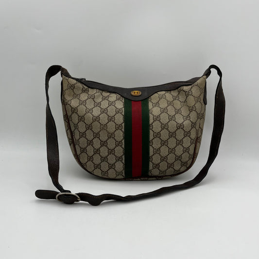 Gucci Vintage Monogram Sherryline Half Moon Shoulder Sling Bag