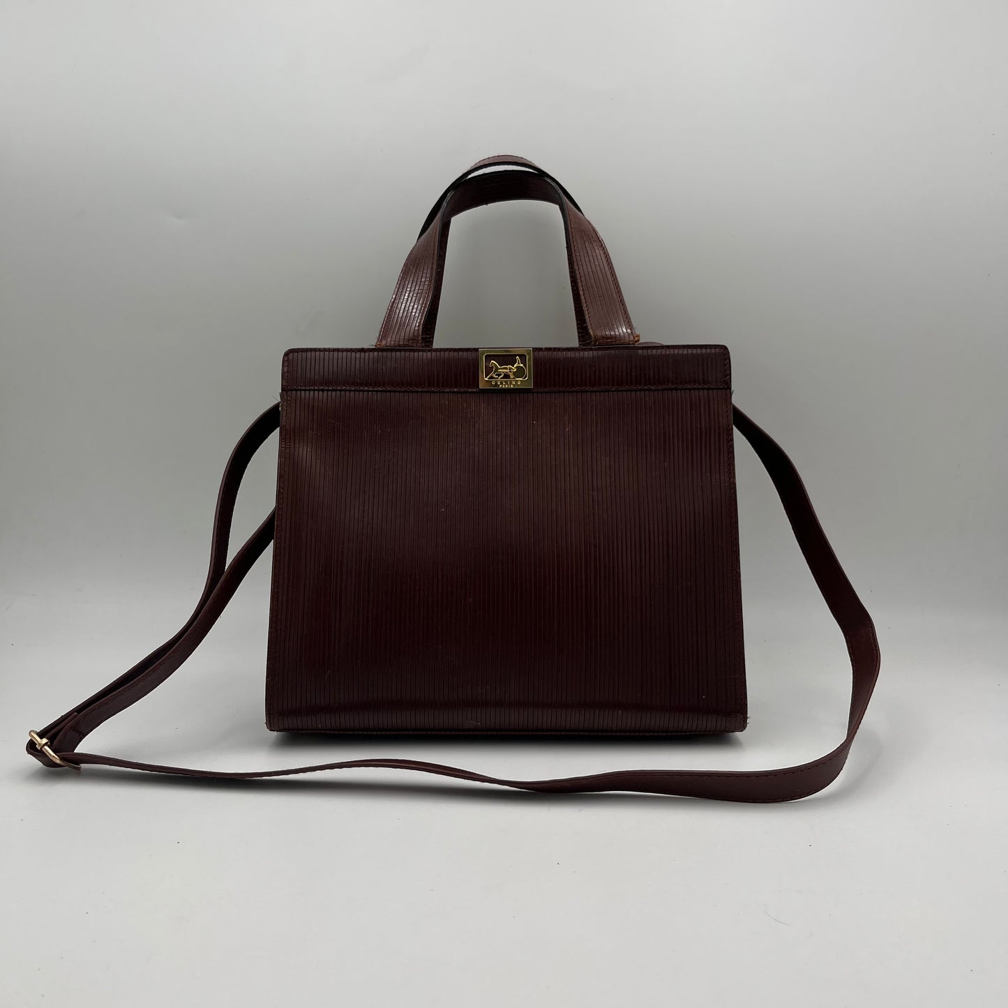 Celine Paris Vintage Brown Leather Handbag