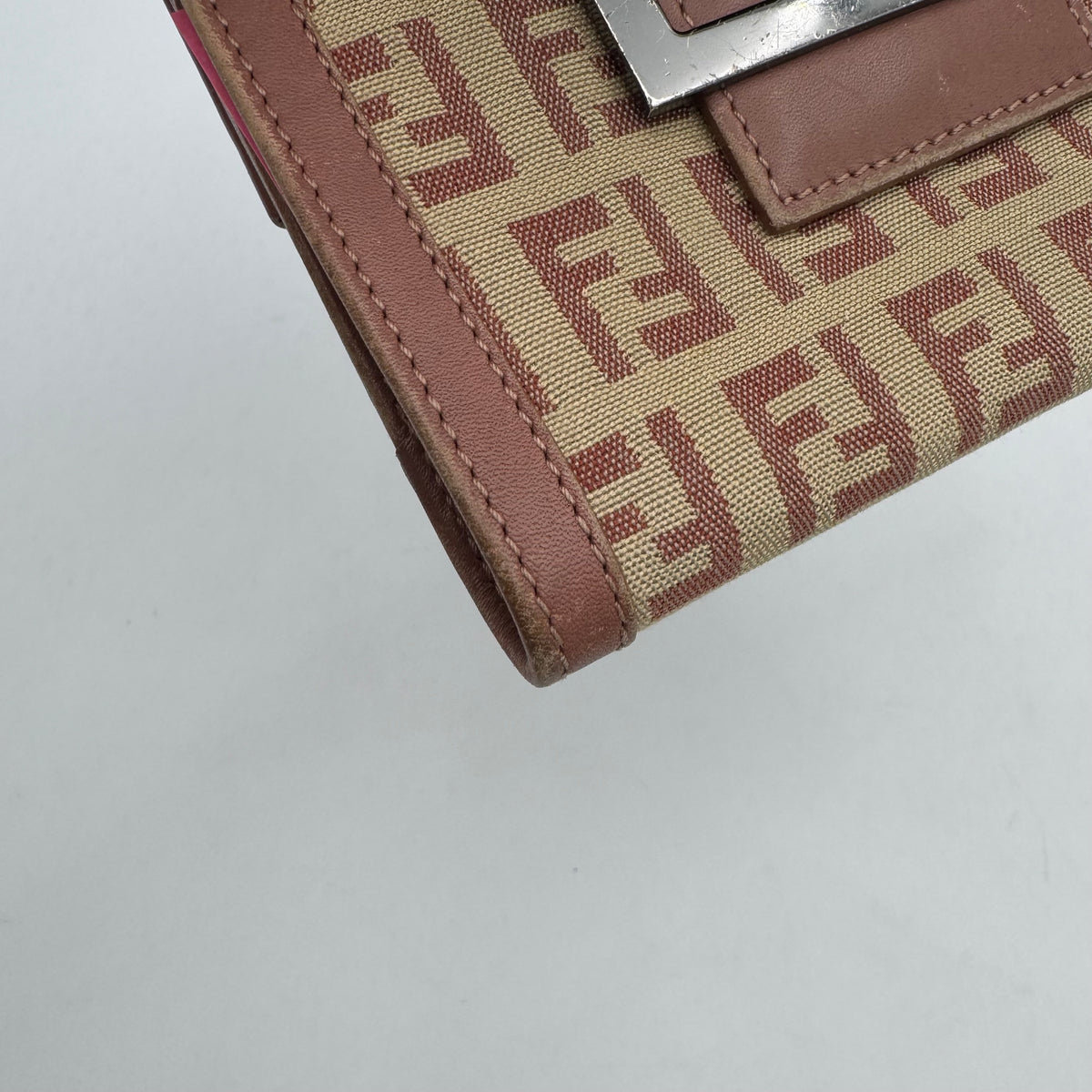 Fendi Pink Zucchino Bifold Short Wallet