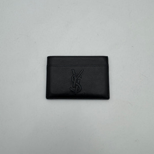 YSL Black Grained Leather Logo Stitch Card Holder