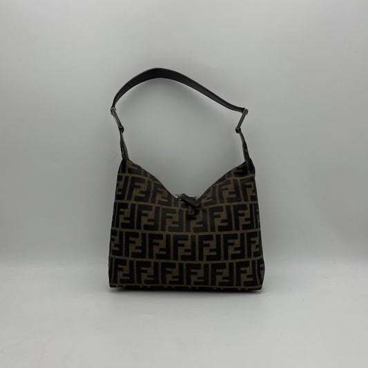 Fendi Tobacco Zucca V Hobo Shoulder Bag