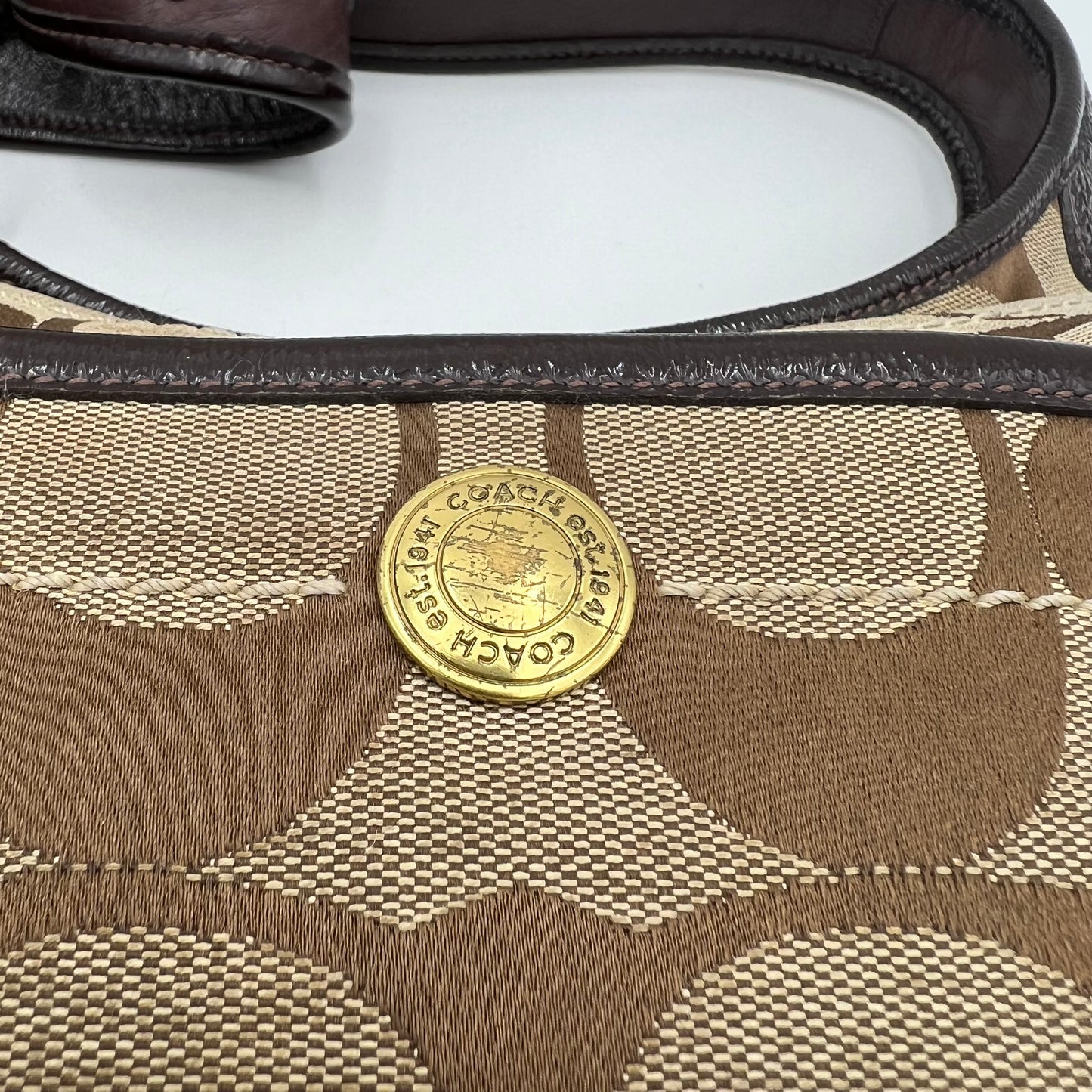 Coach Brown Big C Signature Canvas Hobo Crossbody