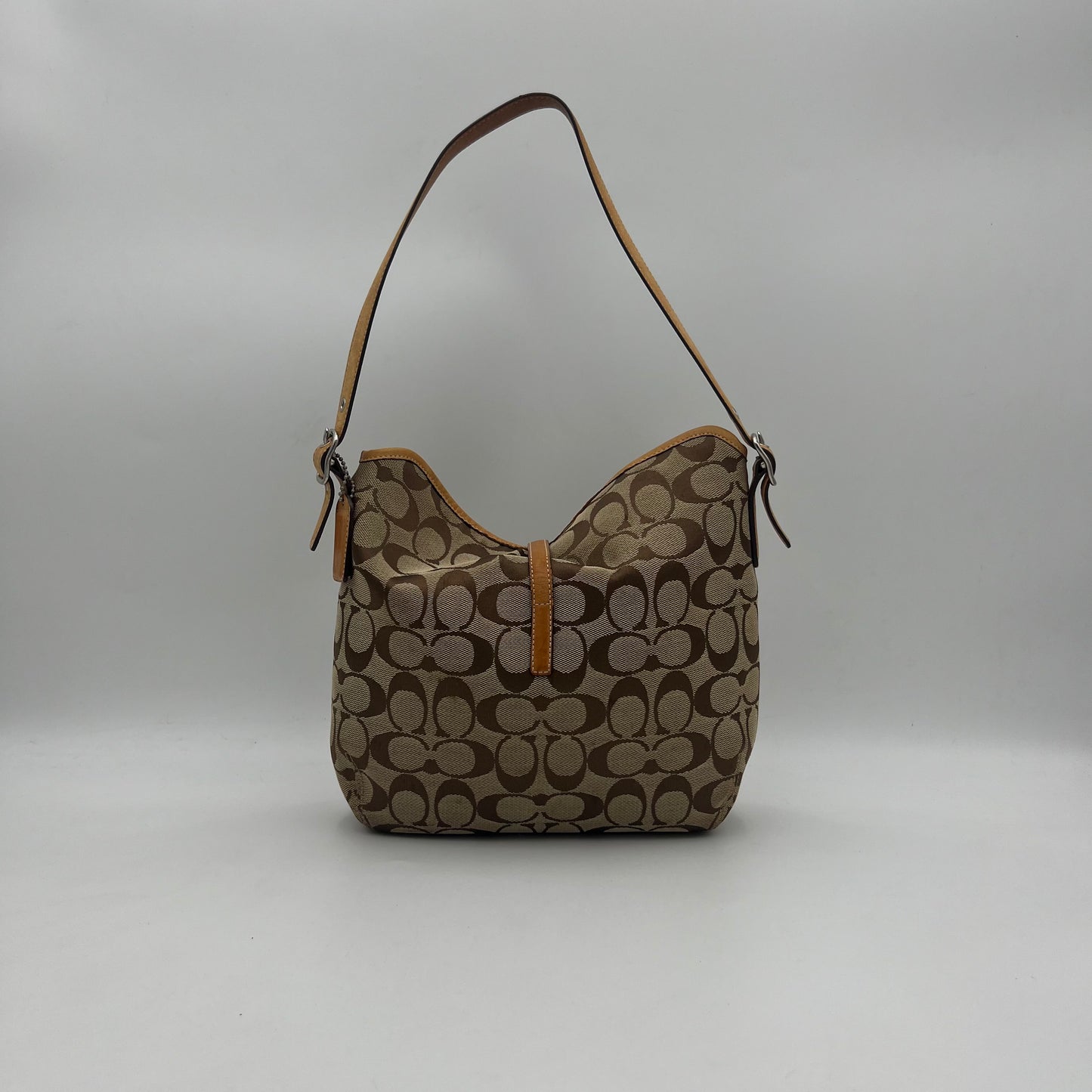 Coach Brown Signature Canvas Horsebit Shoulder Bag