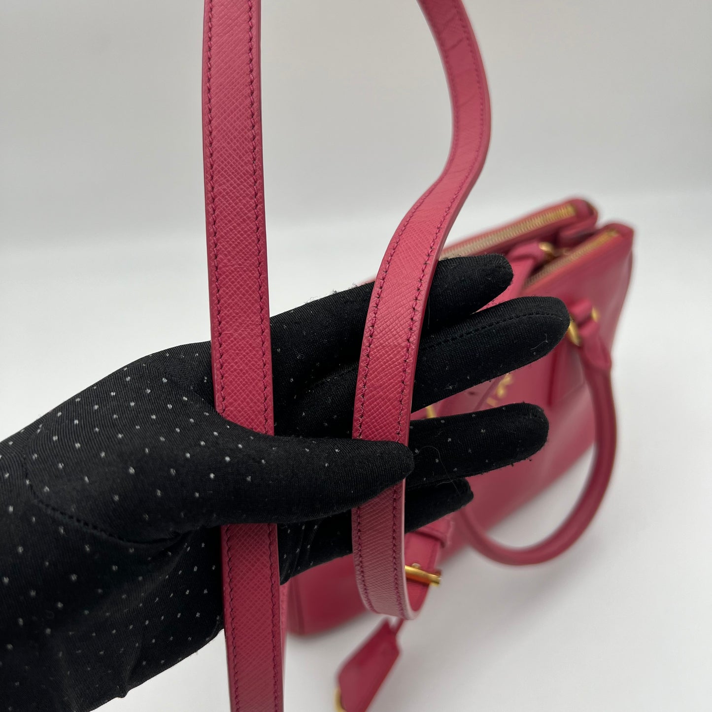 Prada Pink Saffiano Lux Leather Small Galleria with Sling