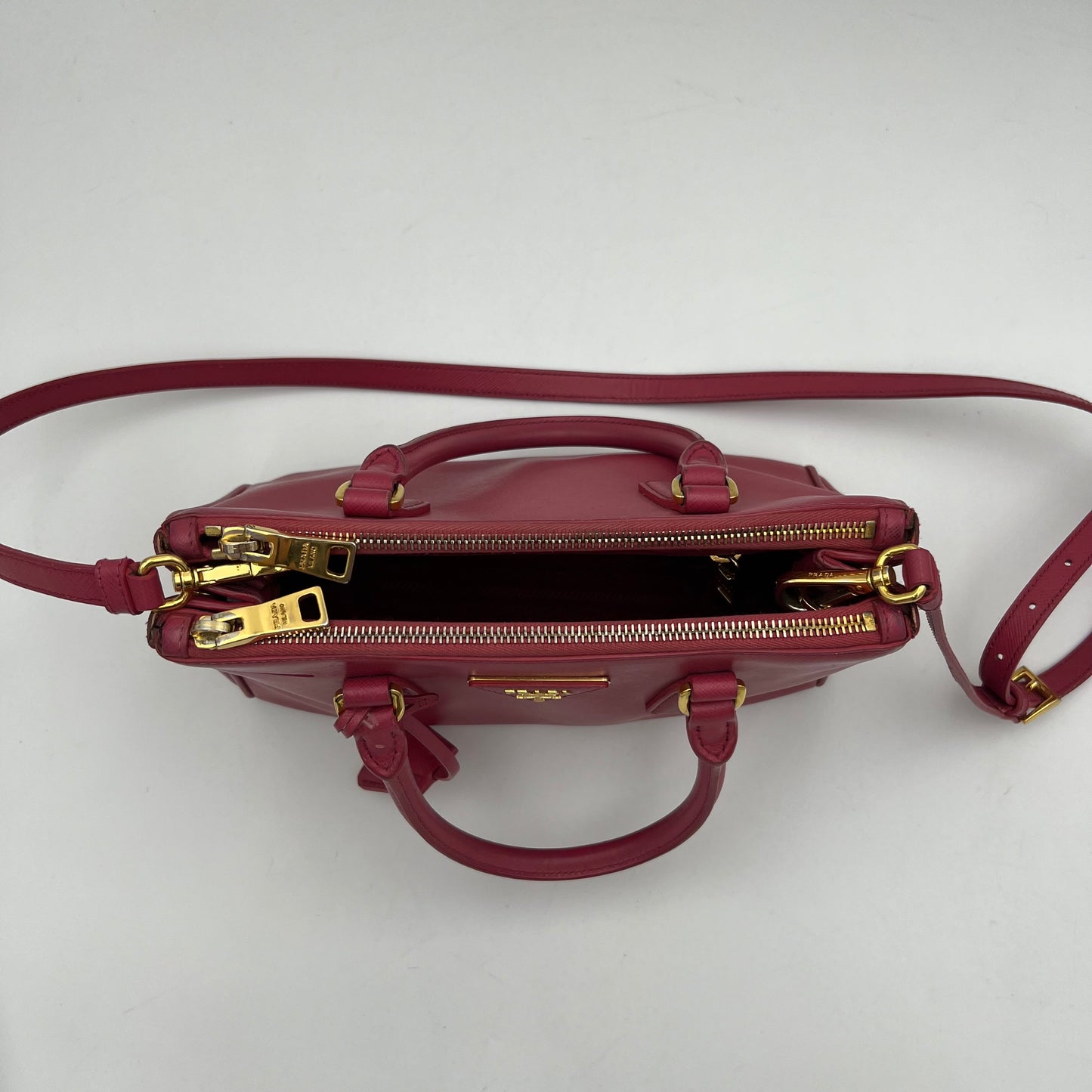 Prada Pink Saffiano Lux Leather Small Galleria with Sling