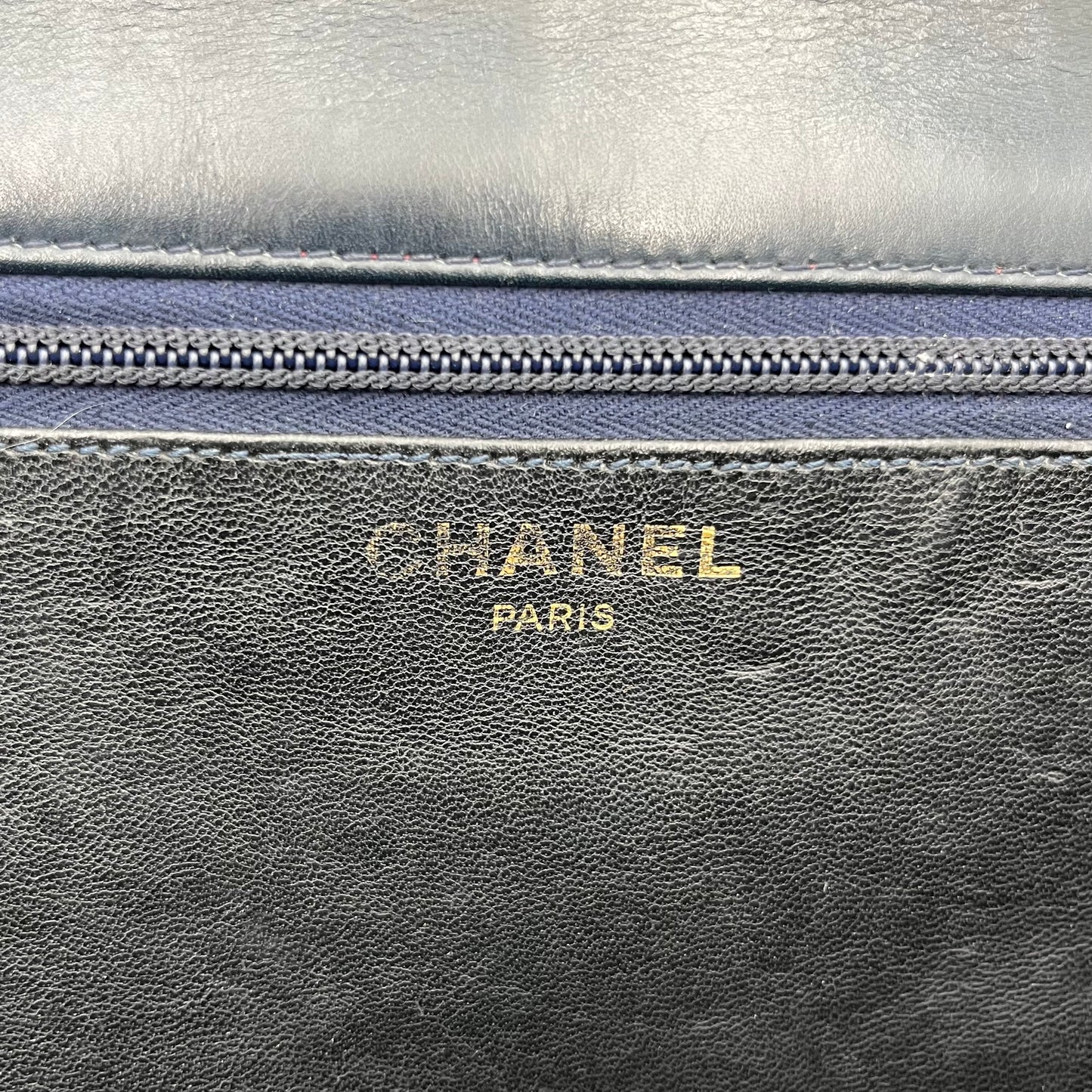 Chanel Dark Blue Single Full Flap Chain Bag